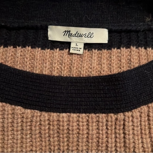 Madewell Calloway Boatneck Pullover Sweater in Stripe Mix Heather Earth size L - Picture 5 of 6